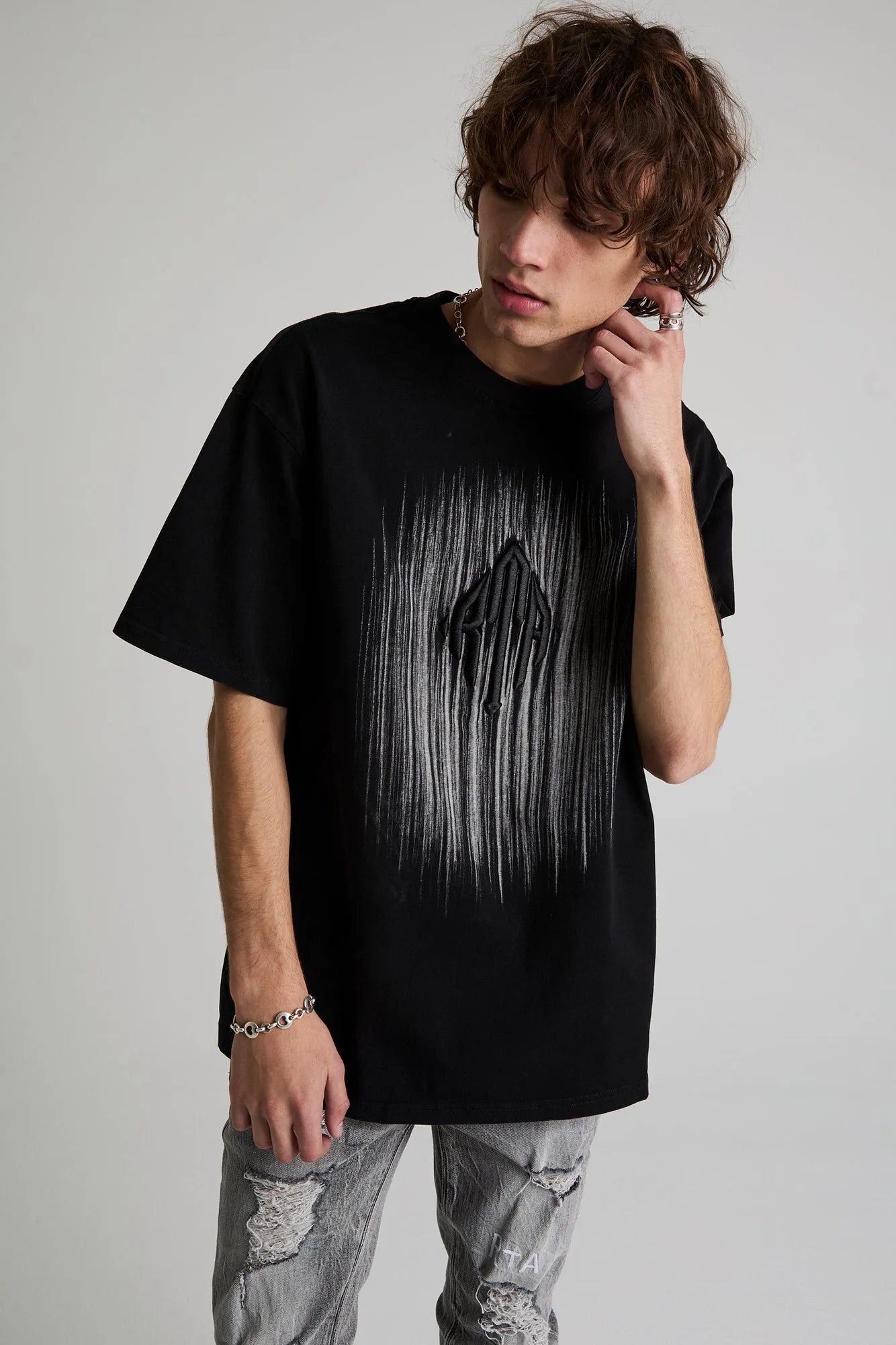 Men's Colin Etched Monogram Crew T-Shirt RTA - Tops and Bottoms USA