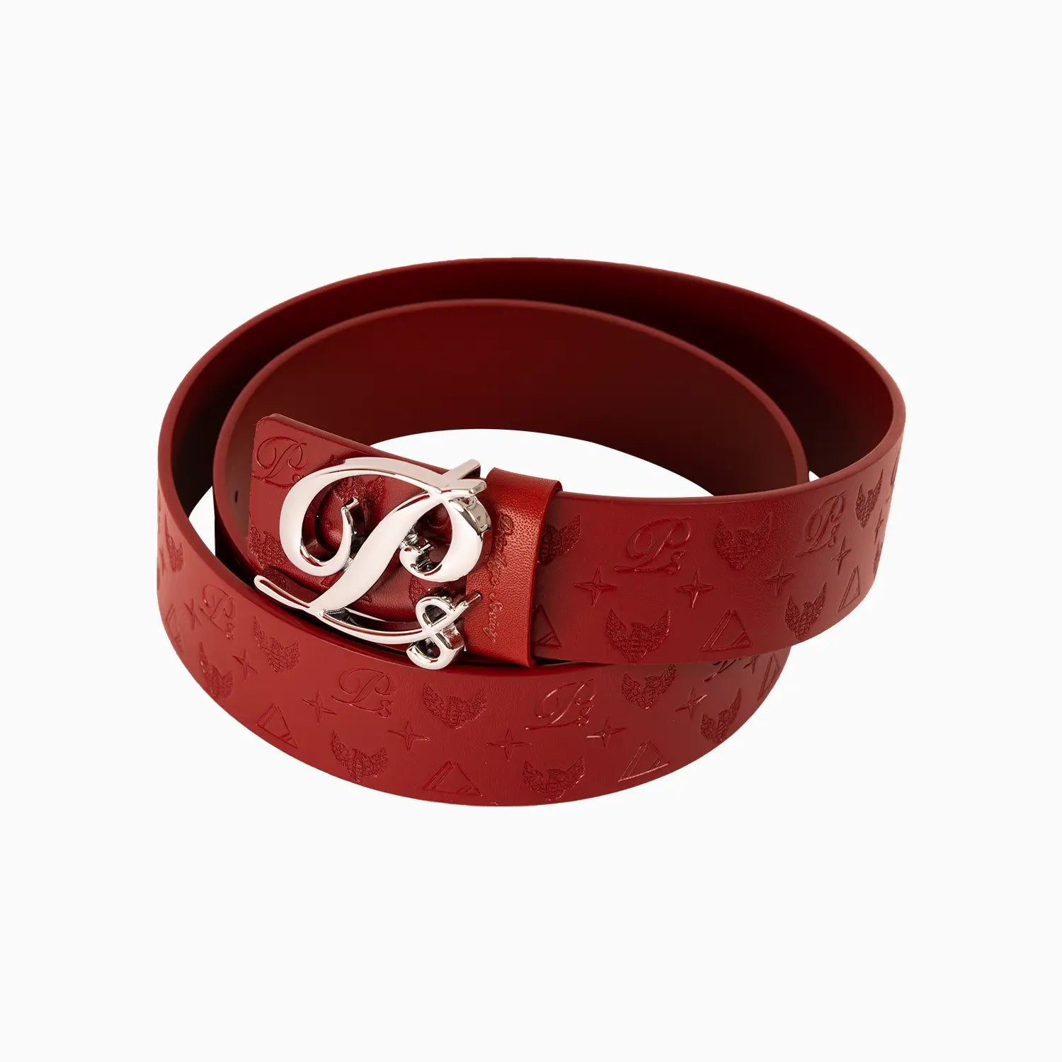 Men's Monogram Leather HC Belt Silver Red Privilege Society - Tops and Bottoms USA