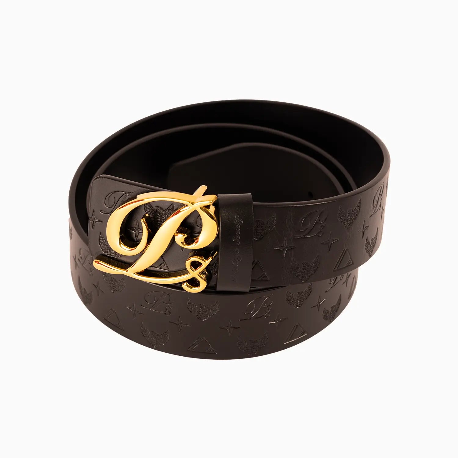 Men's Monogram Leather HC Belt Gold Black Privilege Society - Tops and Bottoms USA